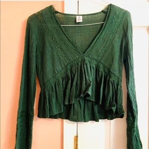 Pacsun Green Peplum Blouse